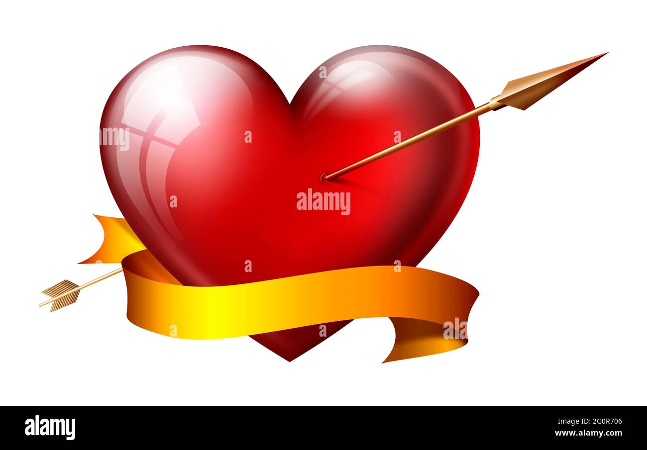 Illustration`s roten Herzens, Symbol des Valentinstag und der romantischen Liebe Stockfoto